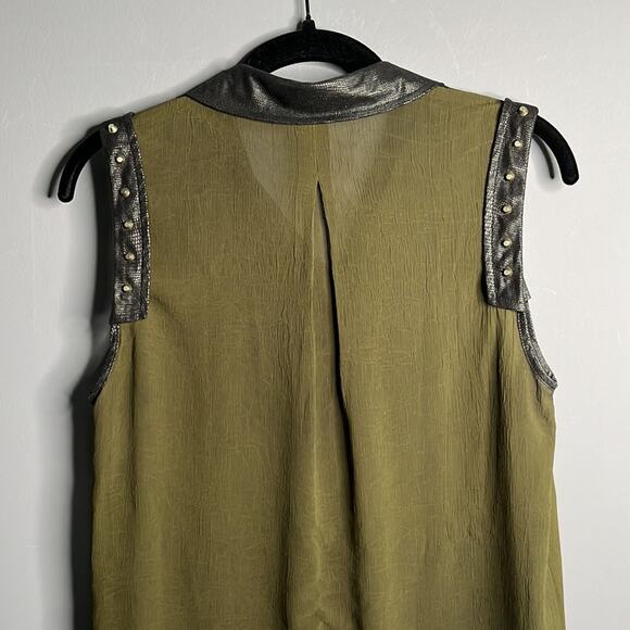 Double Zero Olive Green Sleeveless Blouse Size Small - Picture 6 of 10